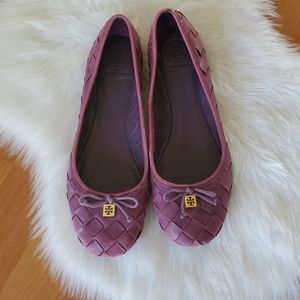 Tory Burch Prescott woven flat shoes purple 9.5M